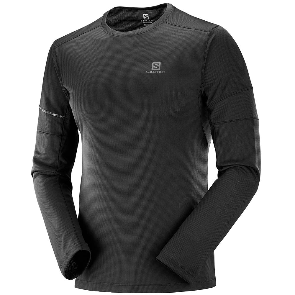 Salomon Singapore Mens Tops - AGILE LS M Black | 03769-TUIE